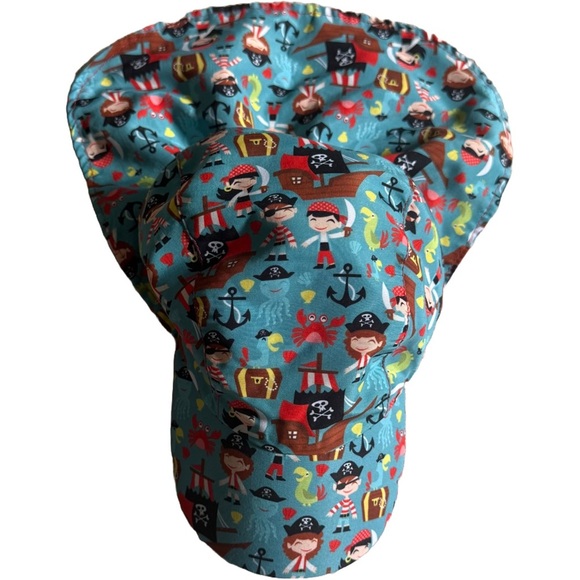 NWOT PIRATE THEME TODDLER UPF 50+ SUN PROTECTION BASEBALL HAT W/ LONG NECK FLAP - Picture 2 of 5